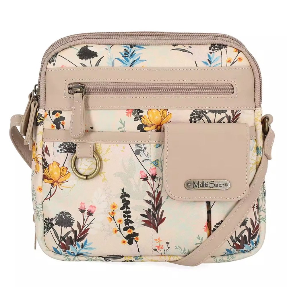 MultiSac | North/South Zip, Catalina Floral, Bronze Tone Zippers | Crossbody Bag